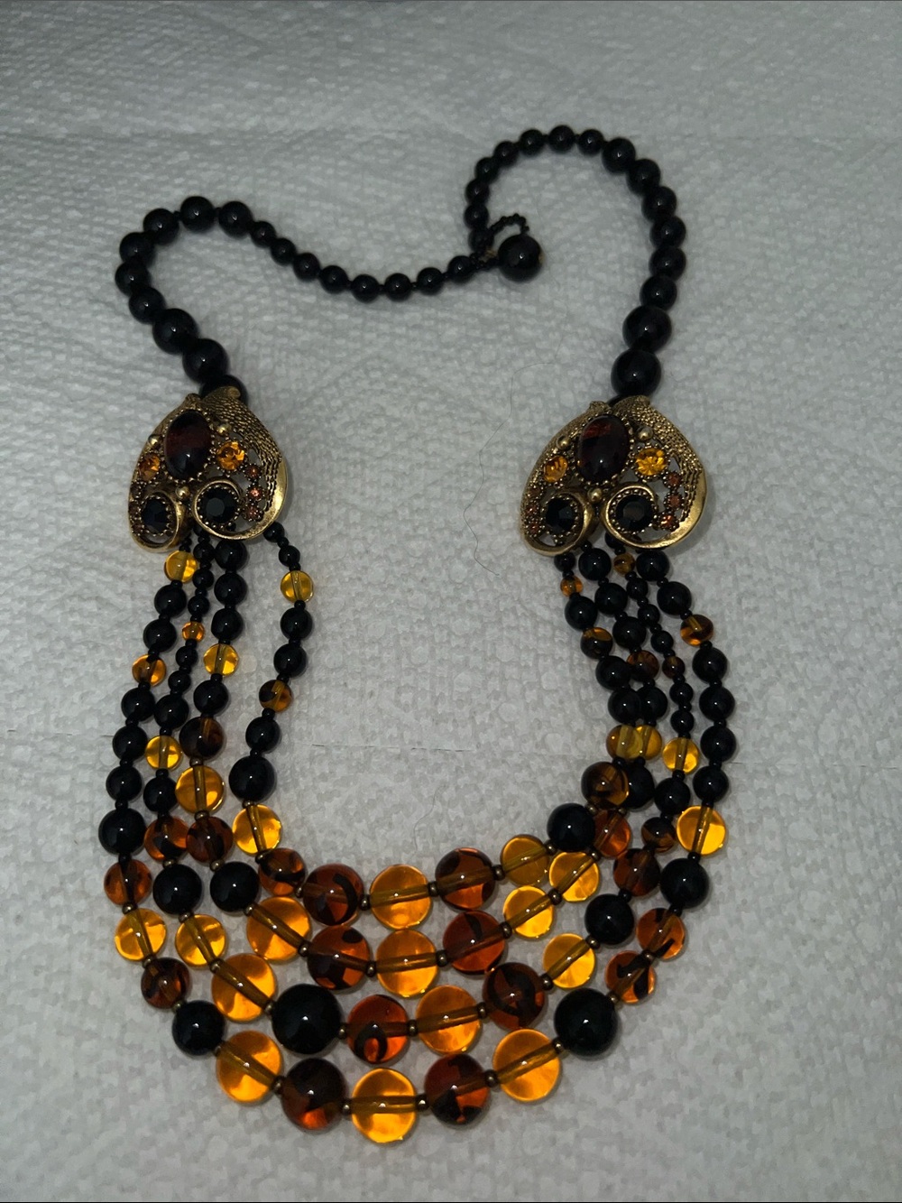 Vintage Signed Jay Strongwater multi strand beaded Swarovski crystal necklace